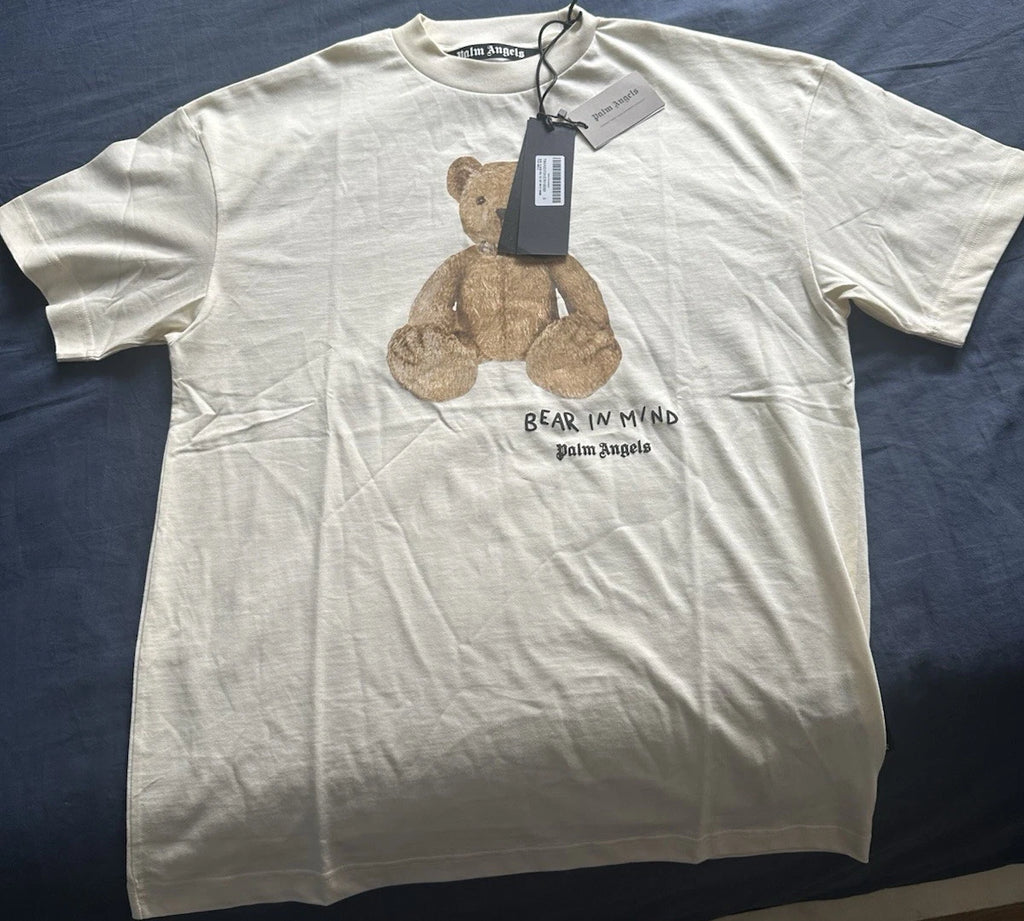 Palm Angels Bear In Mind REG TEE Off White Brown Bear Graphic Cotton Crew S