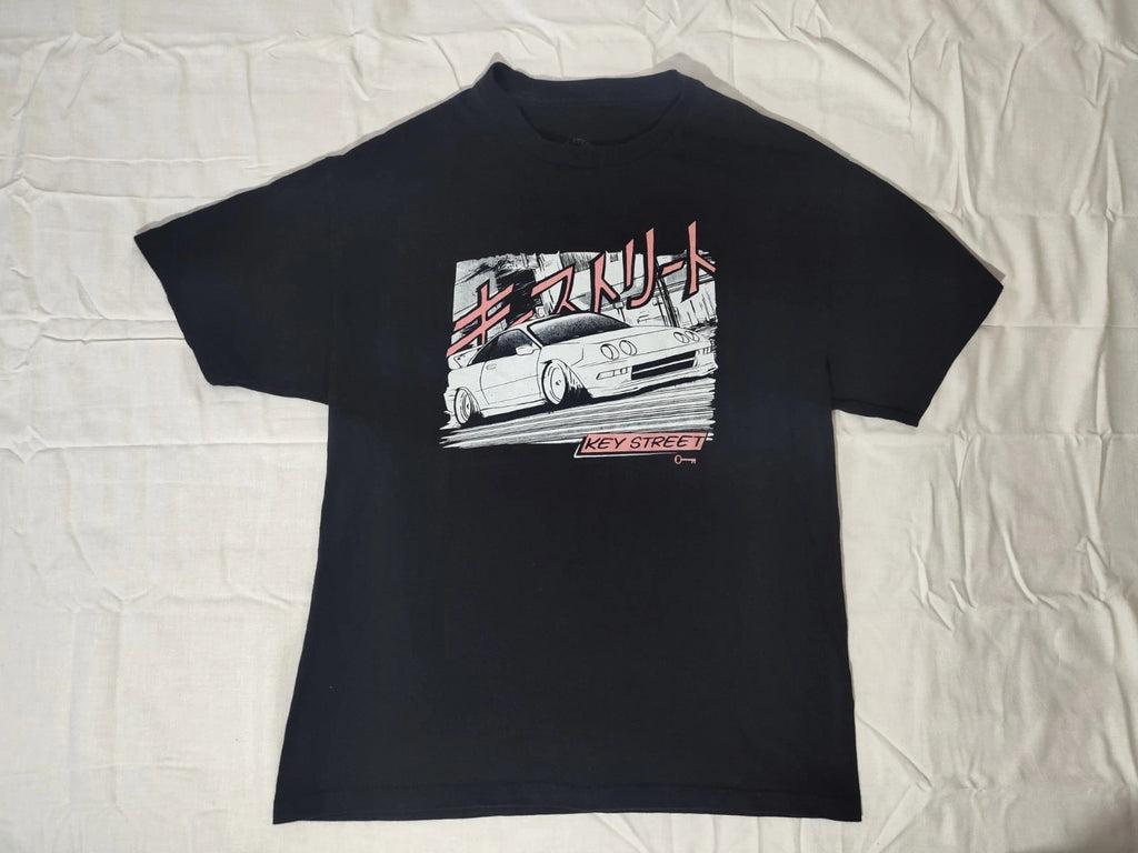 Key Street Black Car Shirt Mens L Used Japanese Manga Style Graphic