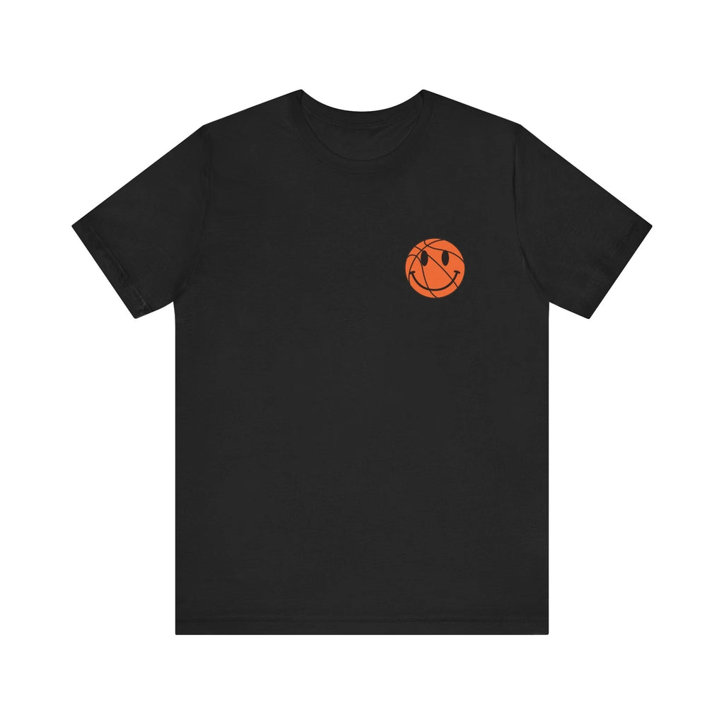 Unisex Basketball Happy Face Tee Trendy Sports Graphic Basketball Lovers T-Shirt