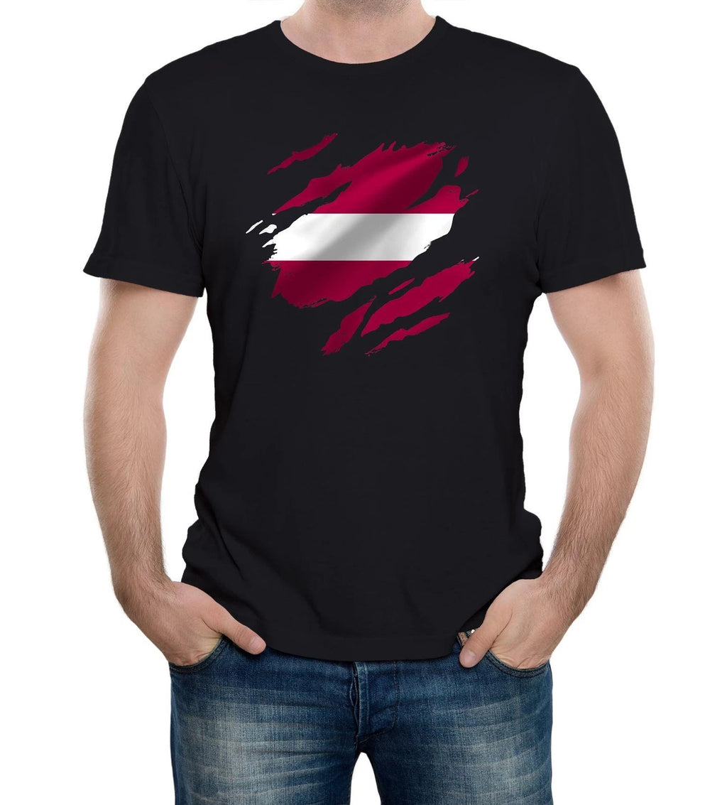 Torn Latvia Flag Men's T-Shirt Latvian Riga Country national football