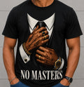 No Masters Graphic T-Shirt Men's Black Streetwear Tattoo Hands Suit & Tie