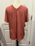 Lucky Brand Venice L Burnout T Shirt Men V Neck Short Sleeve Light Red