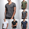 Men's V Neck Short Sleeve Polyester T Shirt for Casual Activewear and Gym