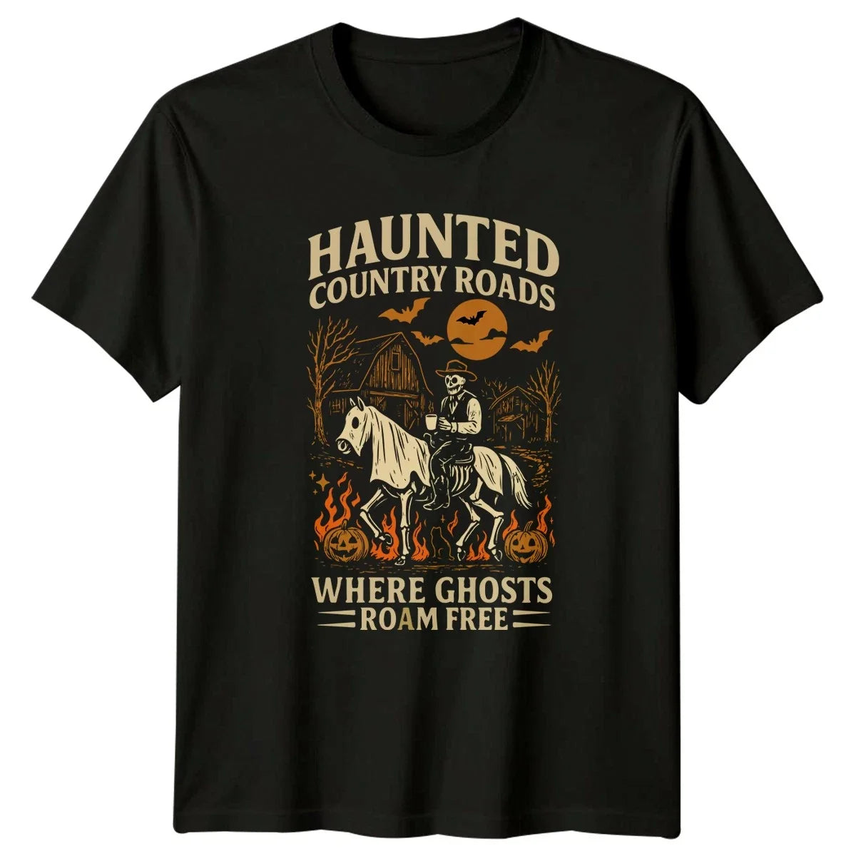 Haunted Country Roads Where Ghosts T-Shirt Spooky Cowboy Halloween