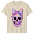 Womens T-Shirt Pastel Goth Skull Bow Christmas Gift For Her