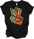 Retro Peace Sign Hand T-Shirt Vintage 70s Hippie Love Peace Symbol Graphic Tee