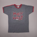 Vintage Y2K Bacardi RAZZ Key West Florida Ringer T Shirt Mens XL Gray Red