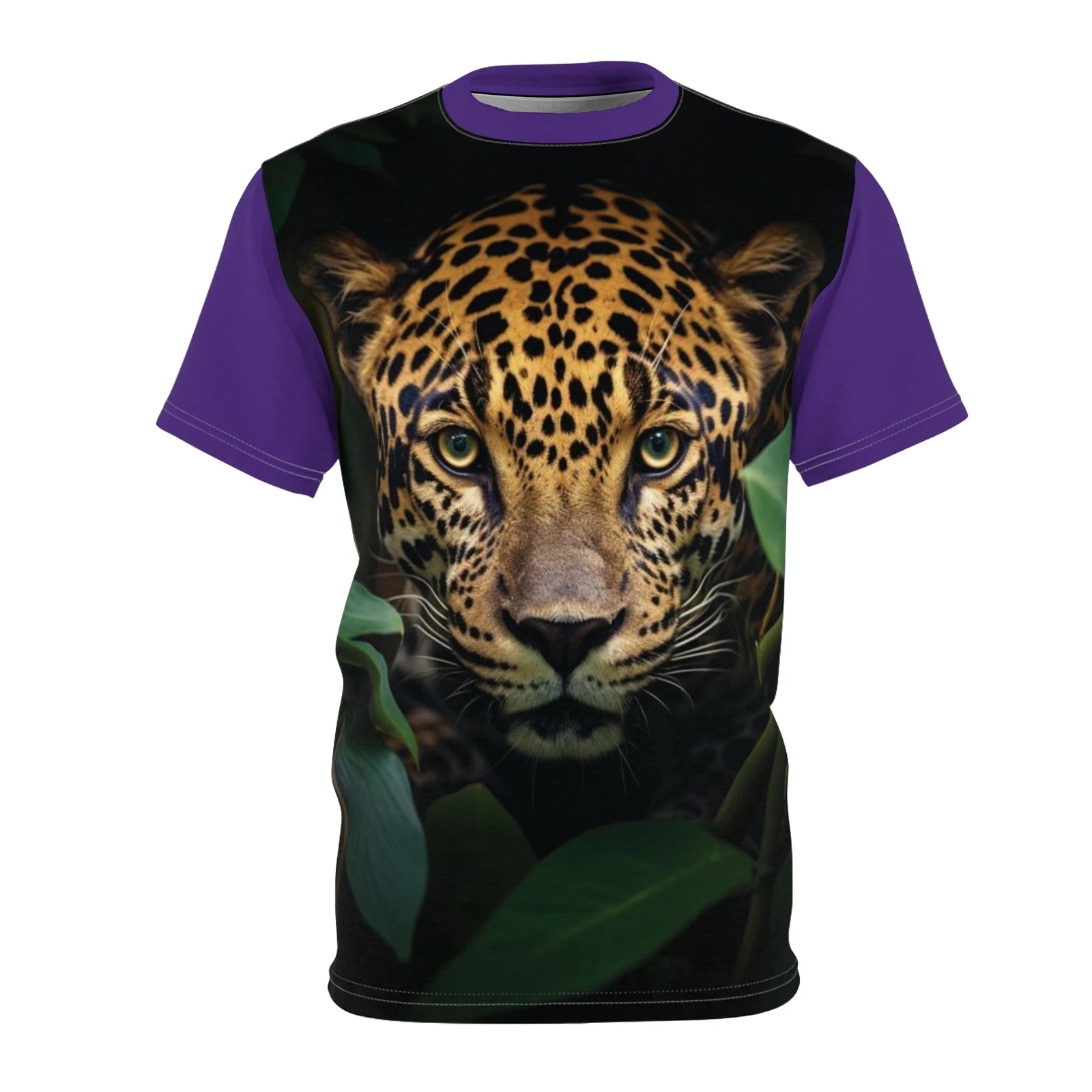 Unisex Leopard Print Trendy Animal Print Shirt, I Love Hunza, Purple Color