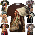 Native American Indian Tribal 3D womens/mens Short Sleeve T-Shirt Casual Top Tee