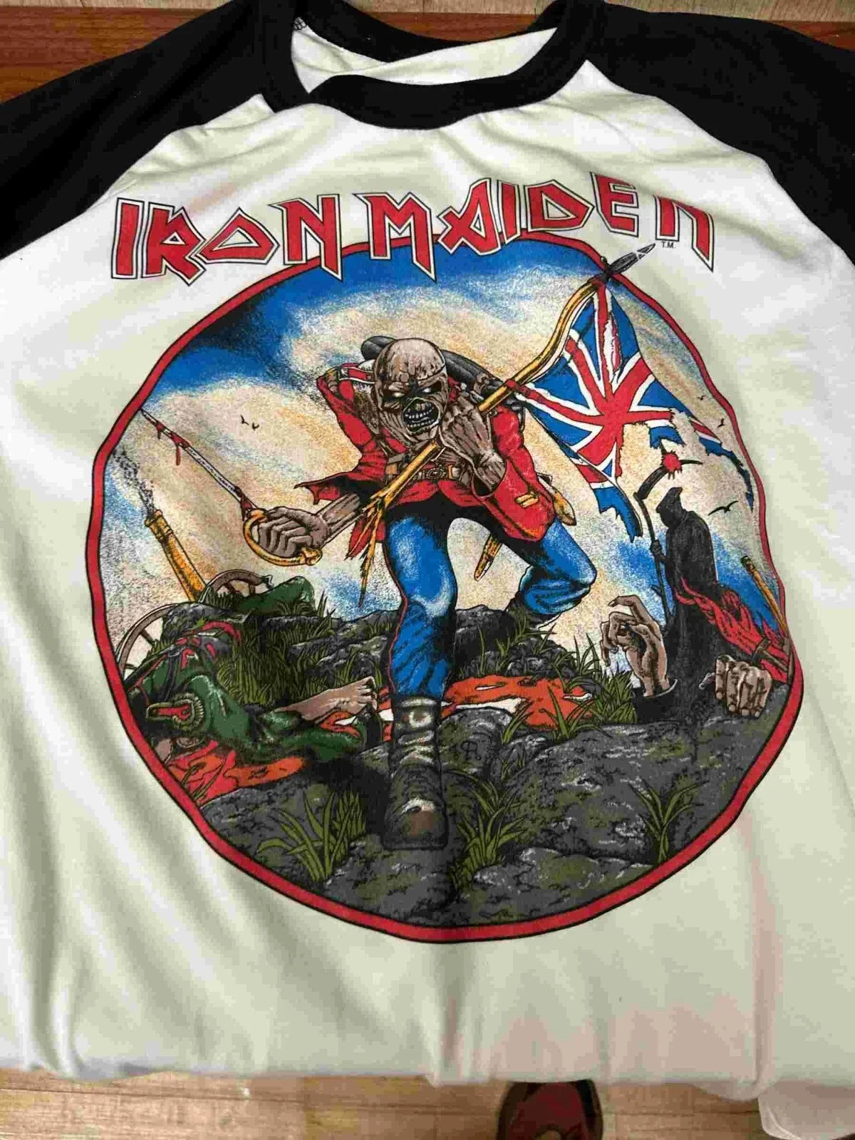 Iron Maiden British Metal Ounslaught 1983 Raglan S to 3XL