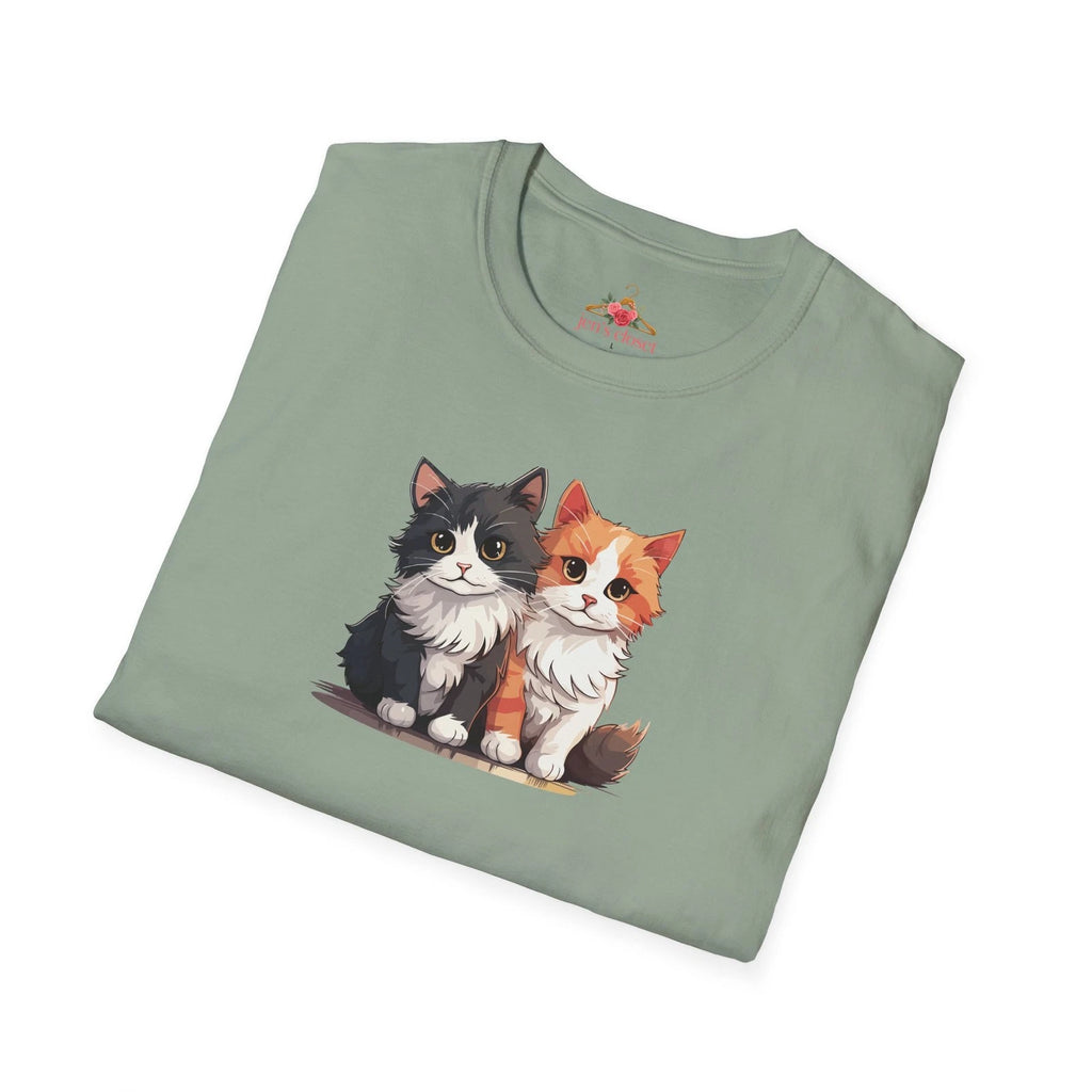Cute Calico and Tuxedo Kittens T-Shirt | Cute Cat Illustration