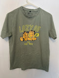The Souled Store Garfield "Lazy AF Since The '90s" Sage Green T-Shirt Size Small
