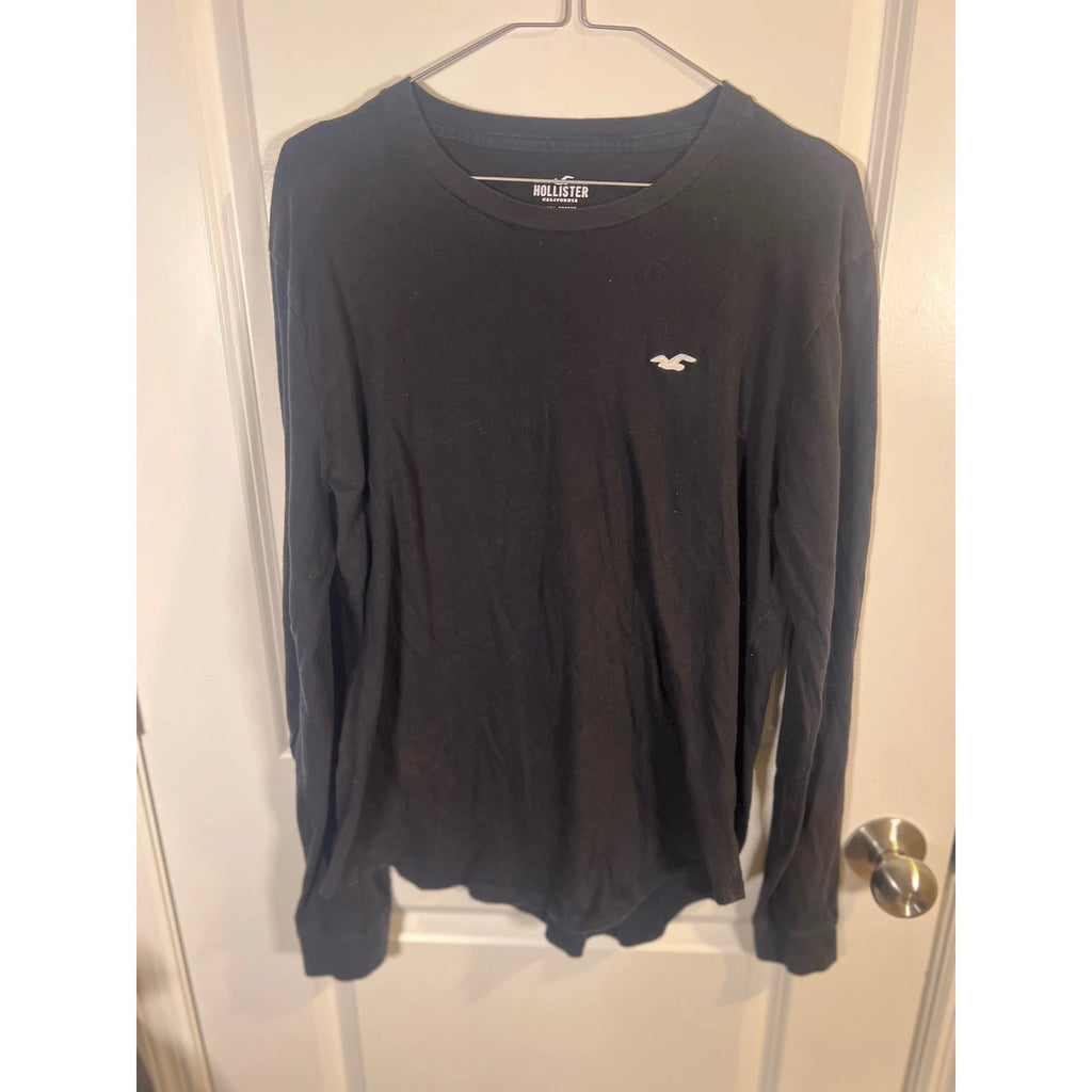 Hollister Mens Long Sleeve T-Shirt 100% Cotton Black Large