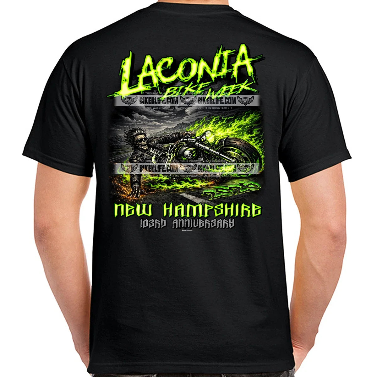 T-Shirt 2026 Laconia Motorcycle Week Skid Row No Harley