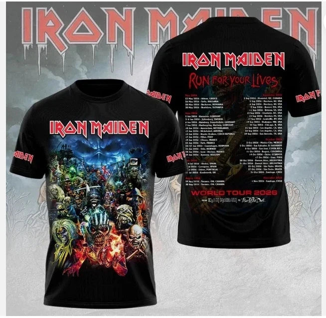 1Iron Maiden Run For Lives World Tour 2026 3D T-Shirt