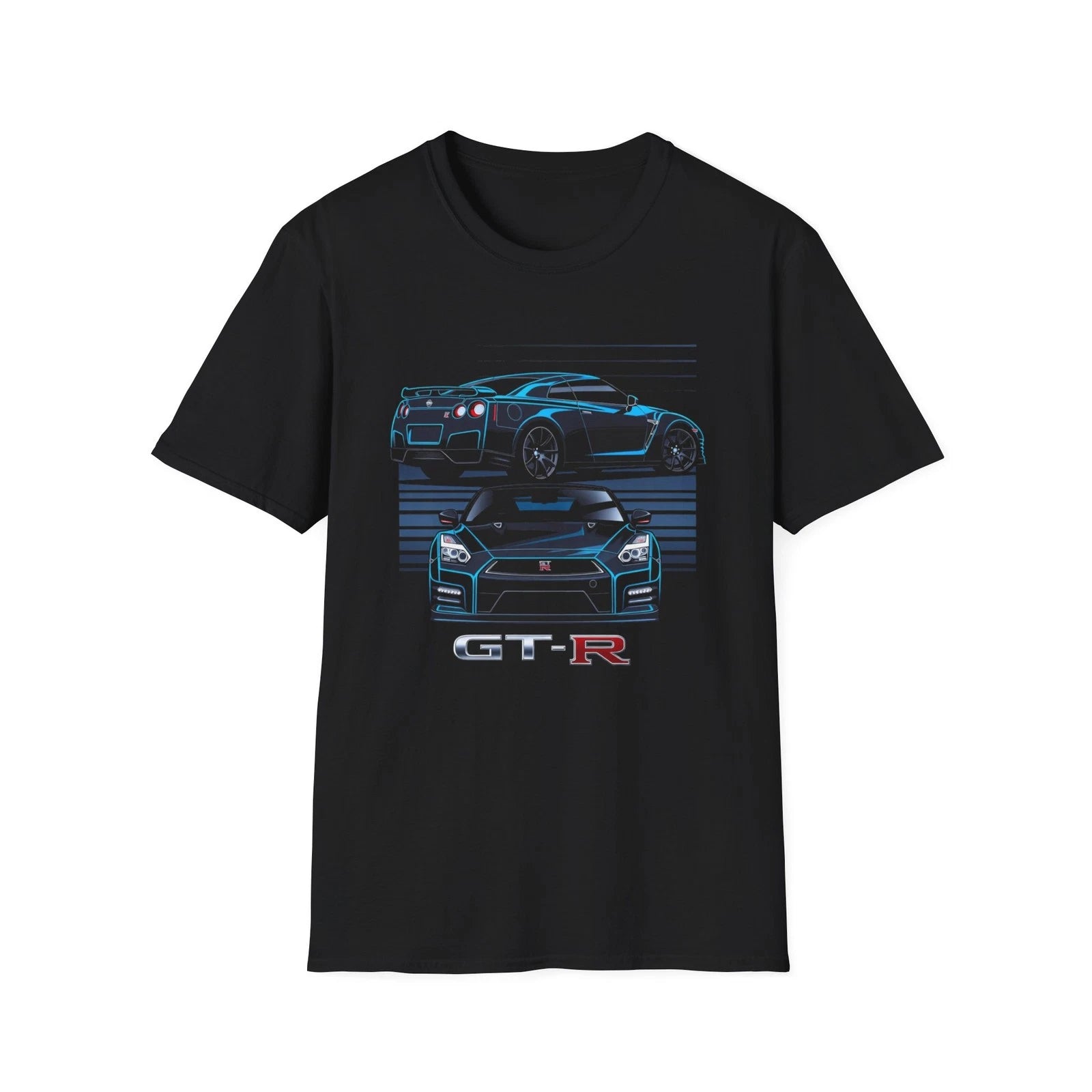 GT-R Dual View Graphic T-Shirt Modern Performance Car Street Racing Style Tee