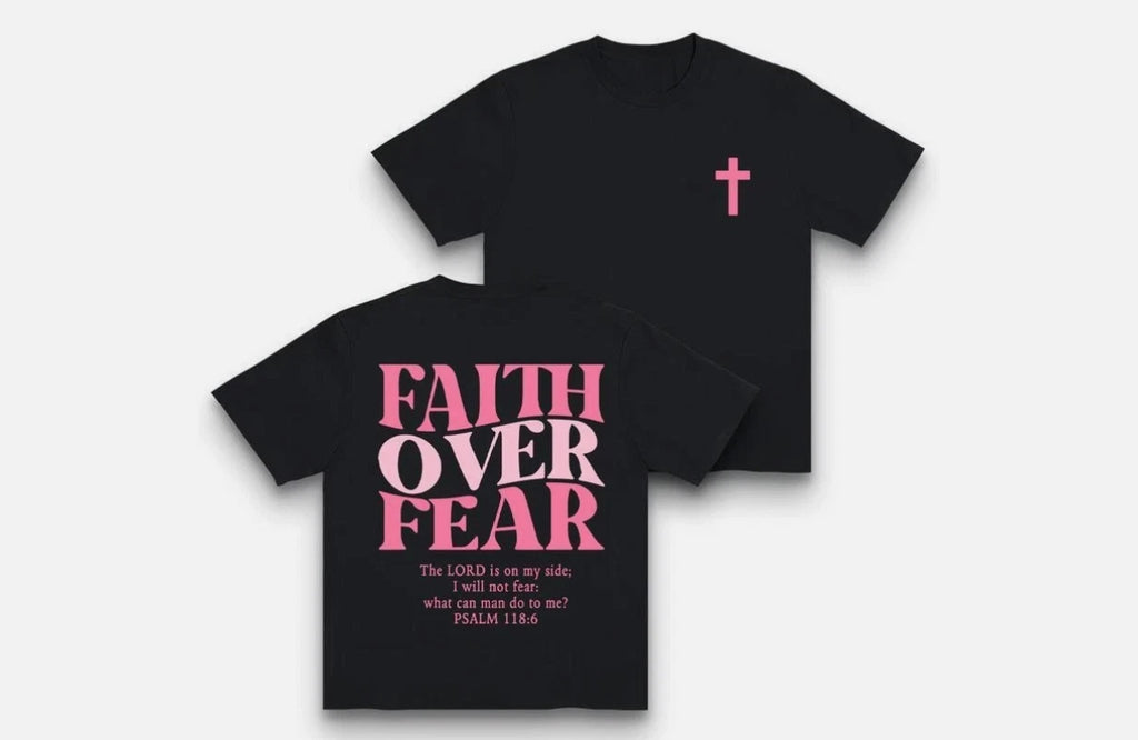 Faith Over Fear Graphic Tees Vintage Trendy Urban Streetwear for Fashion Lovers