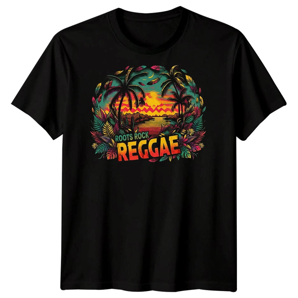 Roots Rock Reggae Mens T Shirt Rasta Music Lion Judah Jamaica Graphic Tee