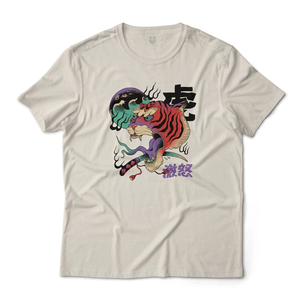 Psychedelic Tiger Japanese Aesthetic Graphic Tee Unisex Lightweight Cotton