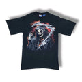Vintage Greensource Grim Reaper Skull Black T-Shirt Crewneck Size Small