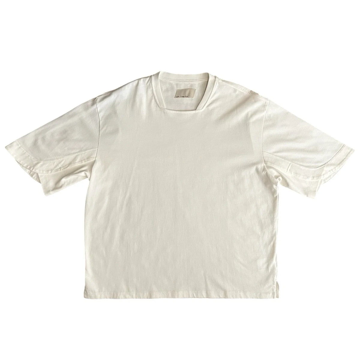 pet-tree-kor White Boxy Oversized Cotton T-Shirt Urban Modern Streetwear Sz 48/L