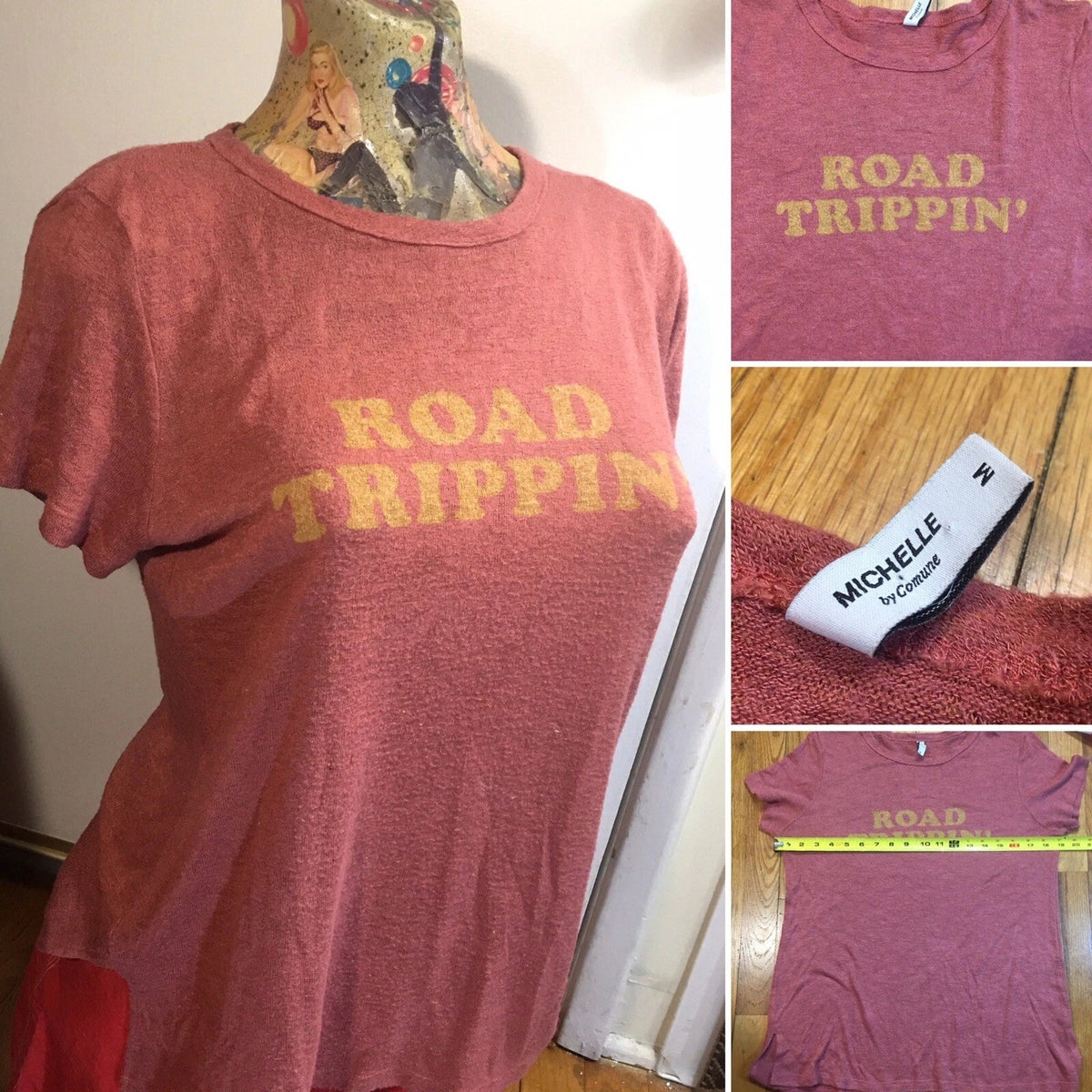 Retro vintage style Tshirt ROAD TRIIPPIN  fade boho Michelle 18 X 23 Tee