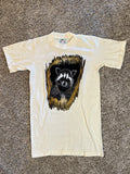NWOT Vtg 1989 Harlequin M. Somes Racoon Graphic Yellow Unisex T-Shirt Large