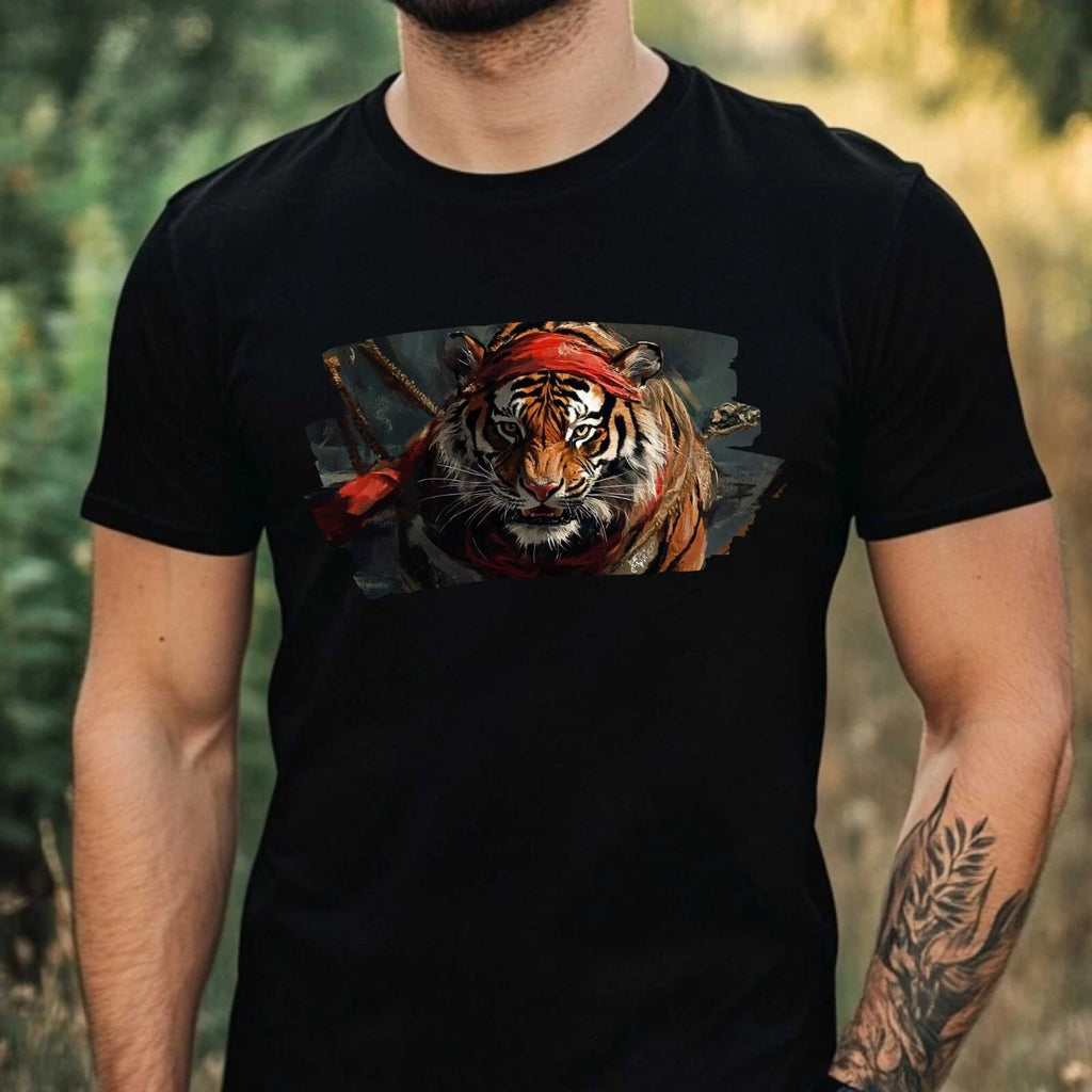 Mens Bengal Pirate Tiger Print Cotton T-Shirt Size XS to 5XL