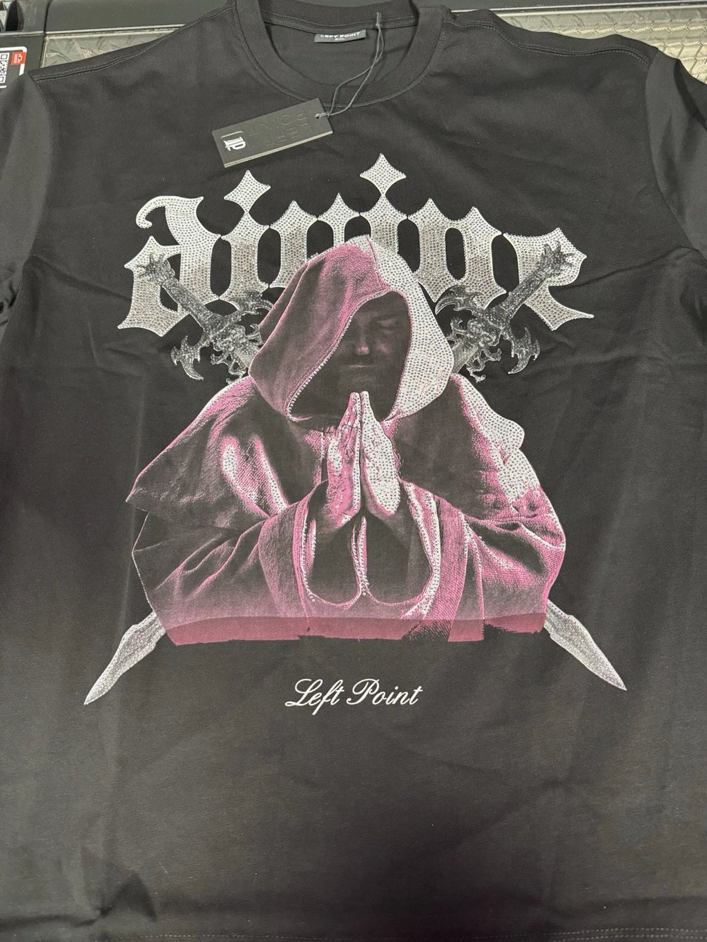 Left Point Men’s Street wear 2XL Devine Rhinestones Bling Reaper Luxury Quality