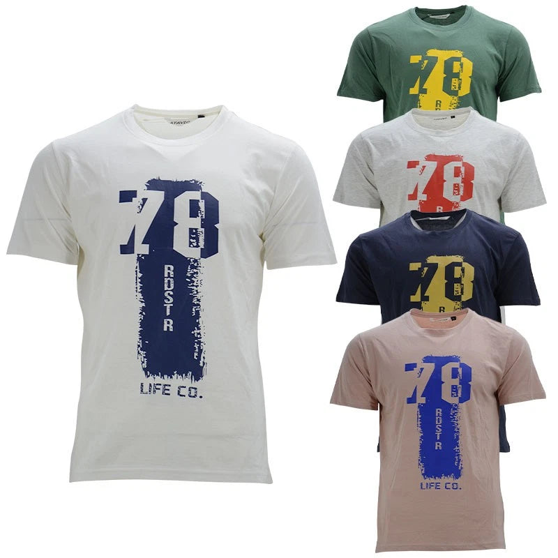 Mens T Shirts 78 Crew Neck Short Sleeve Casual Beach Soft Cotton Printed Tees