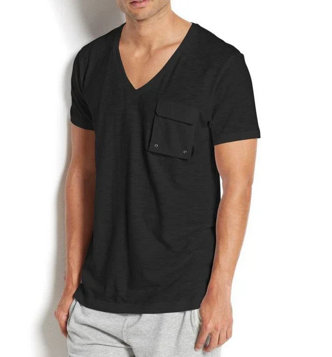 New Mens 2(X)IST V-Neck Black Slub Cargo Pocket Short Sleeve T-Shirt S