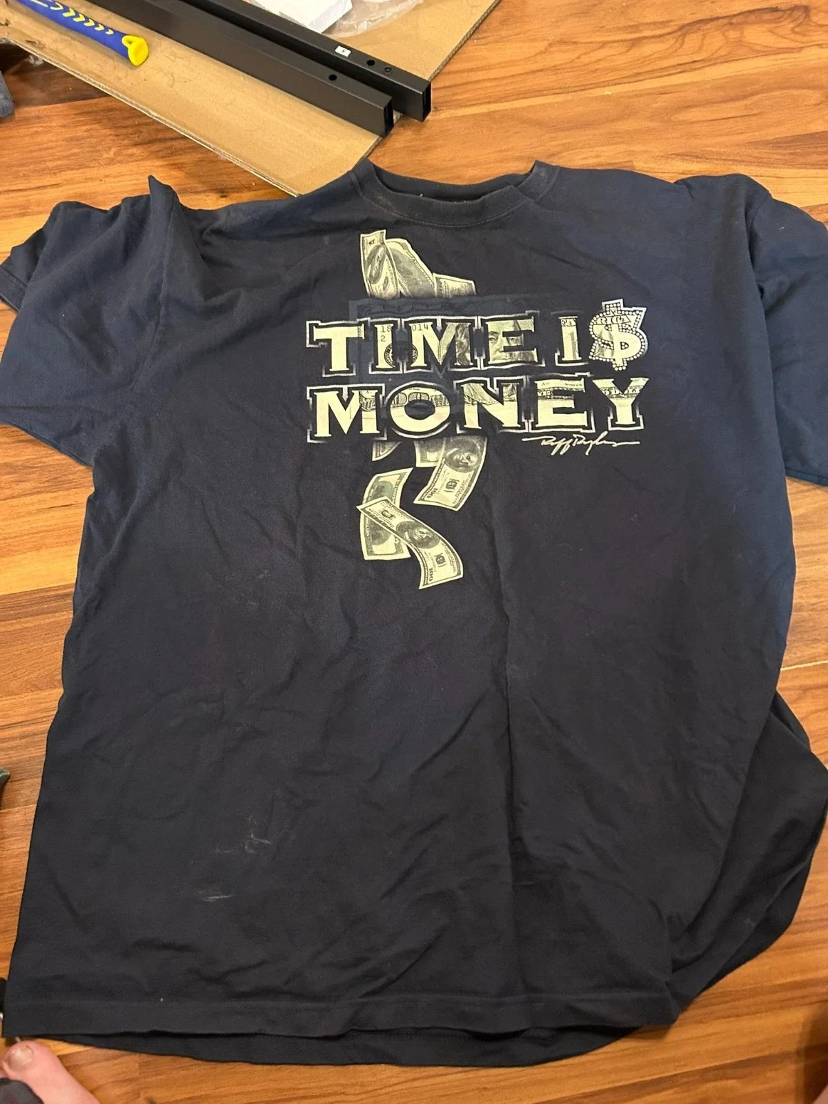 Vintage Ruff Ryders Denim Co Black T Shirt Adult 3XL Time Is Money Rap Y2K