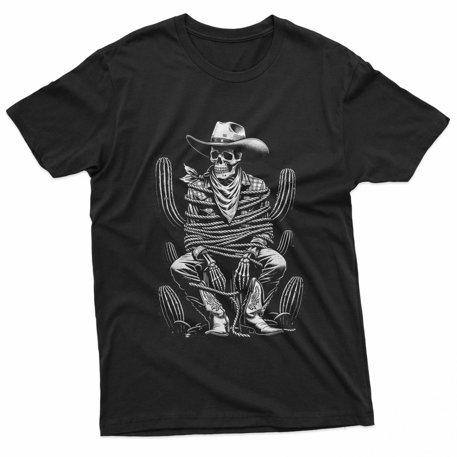 Skeleton Cowboy Cactus Desert Alt Goth Western Gothic Skull T-Shirt