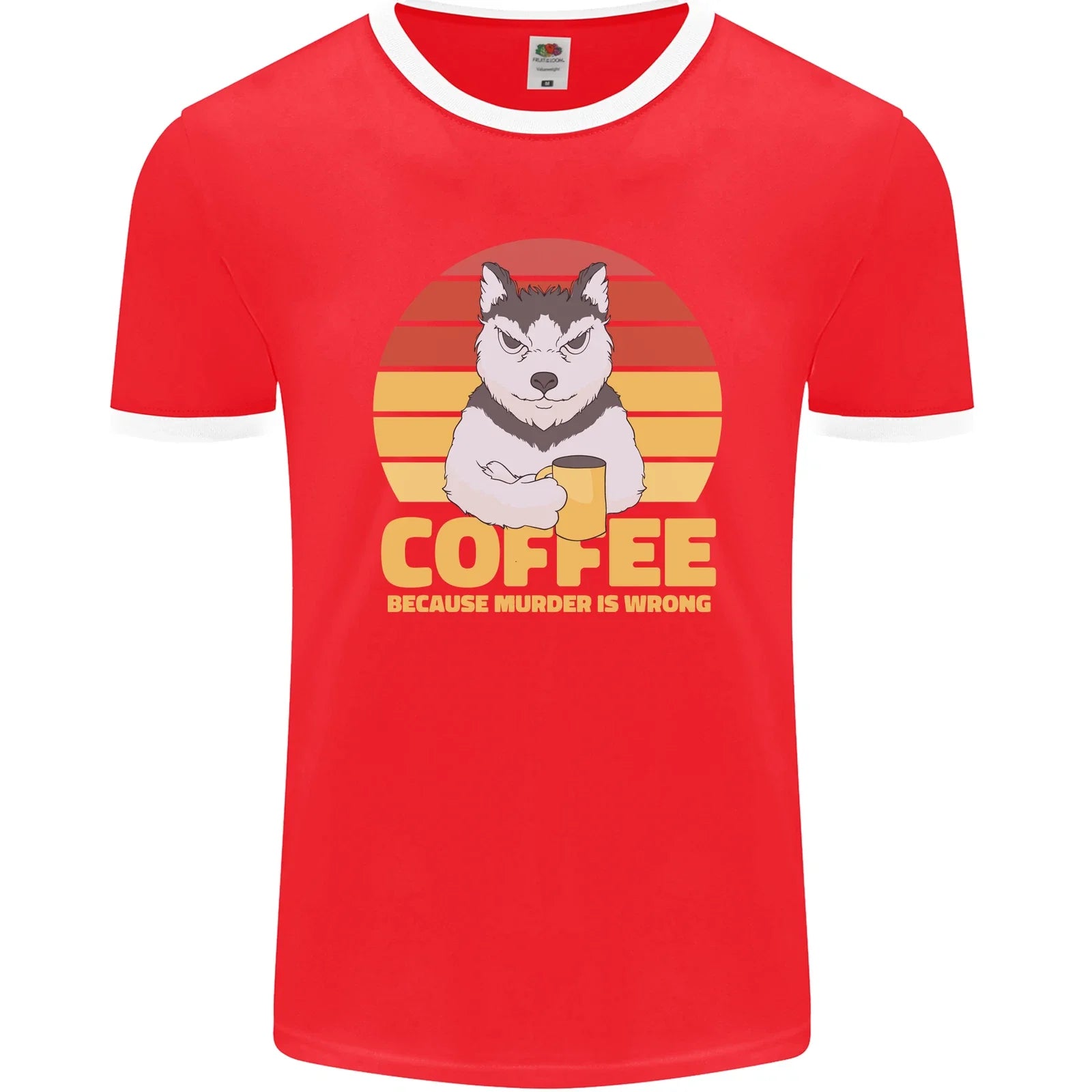 Coffee Because Murder is Wrong Funny Dog Mens Ringer T-Shirt FotL
