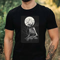 Mens Skeleton at Full Moon Motif Cotton T-Shirt Size XS to 5XL