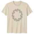 Aesthetic Line Art Botanical Foliage Wreath T-Shirt Minimalist Nature Art