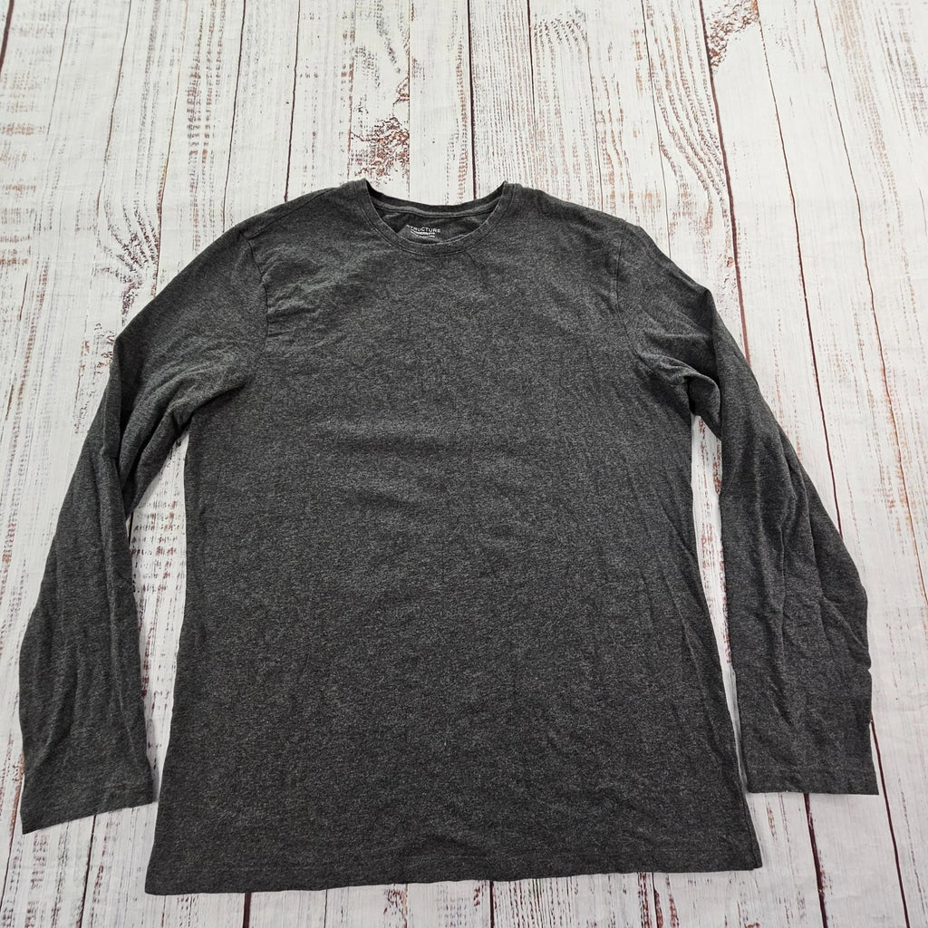 Structure Gray Long Sleeve Modern Fit Cotton Spandex T-Shirt Men's XL