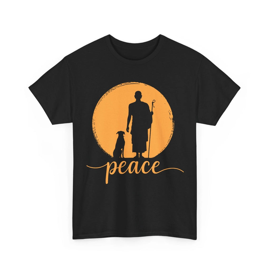 Retro Walk for Peace Monks with Aloka Dog Minimalist Zen Art T-Shirt