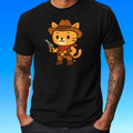 Mens Cowboy Cat Print Cotton T-Shirt Size XS to 5XL