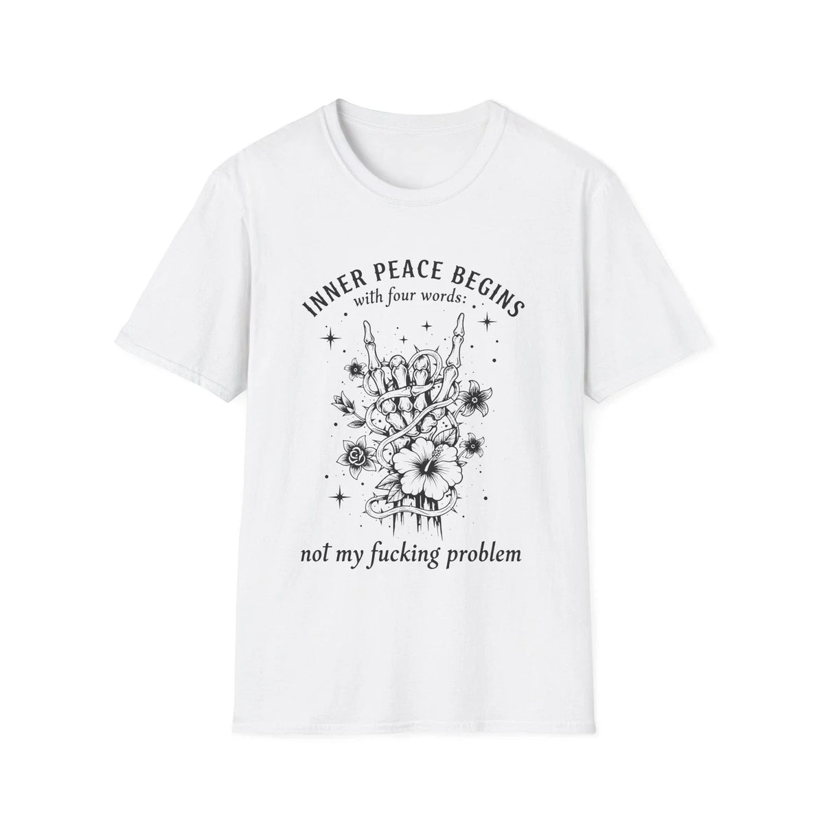 Inner Peace Skull floral illustration T-Shirt | Funny Sarcastic Tee