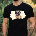 Mens Happy Pug Motif Cotton T-Shirt Size XS to 5XL