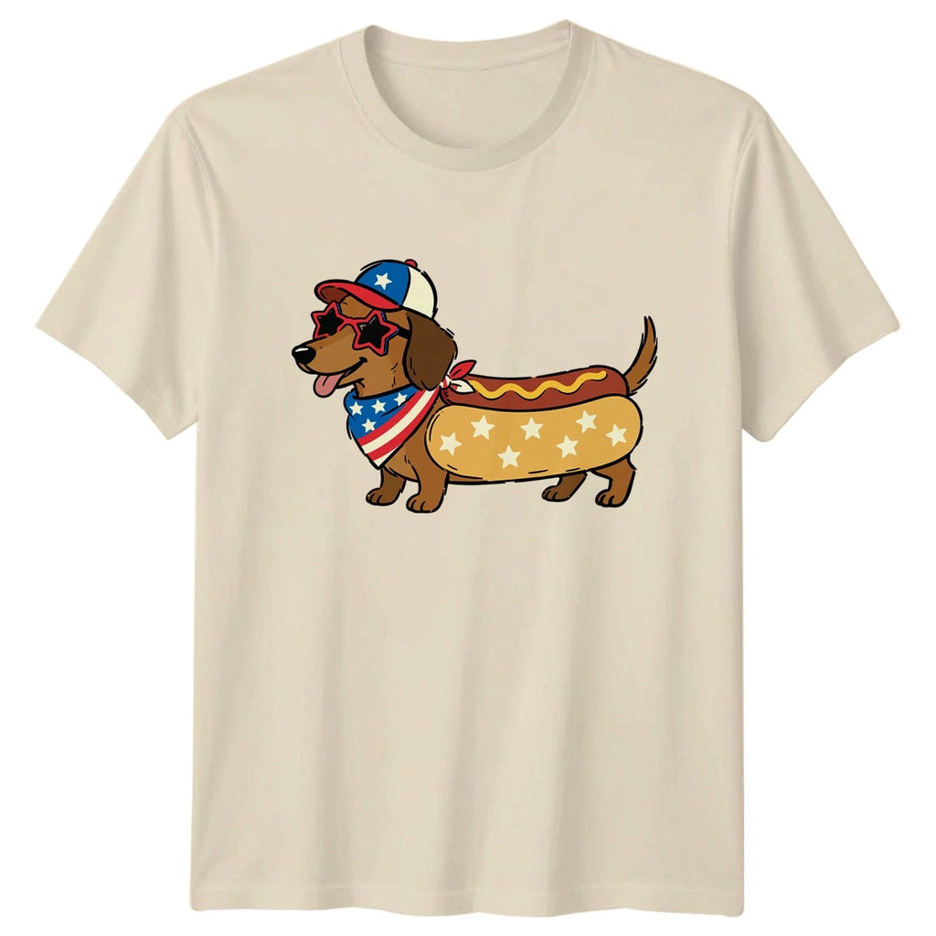 Patriotic Dachshund Hot Dog T-Shirt Dog 4th July Gift For Him And Her