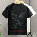 Men's Phoenix Embroidery Short Sleeve T-Shirt Summer Breathable Casual Tee