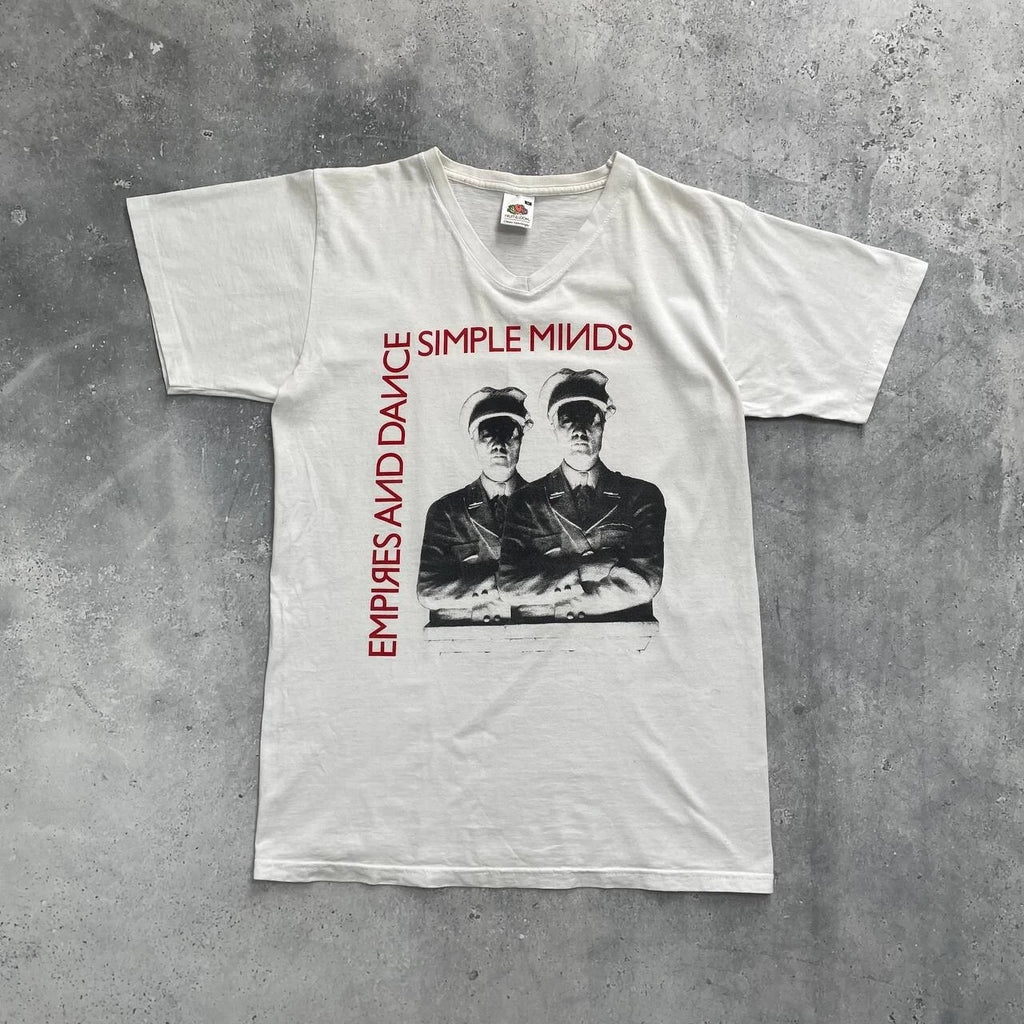 Simple Minds Empires And Dance Promo Band V-Neck T Shirt White Size M