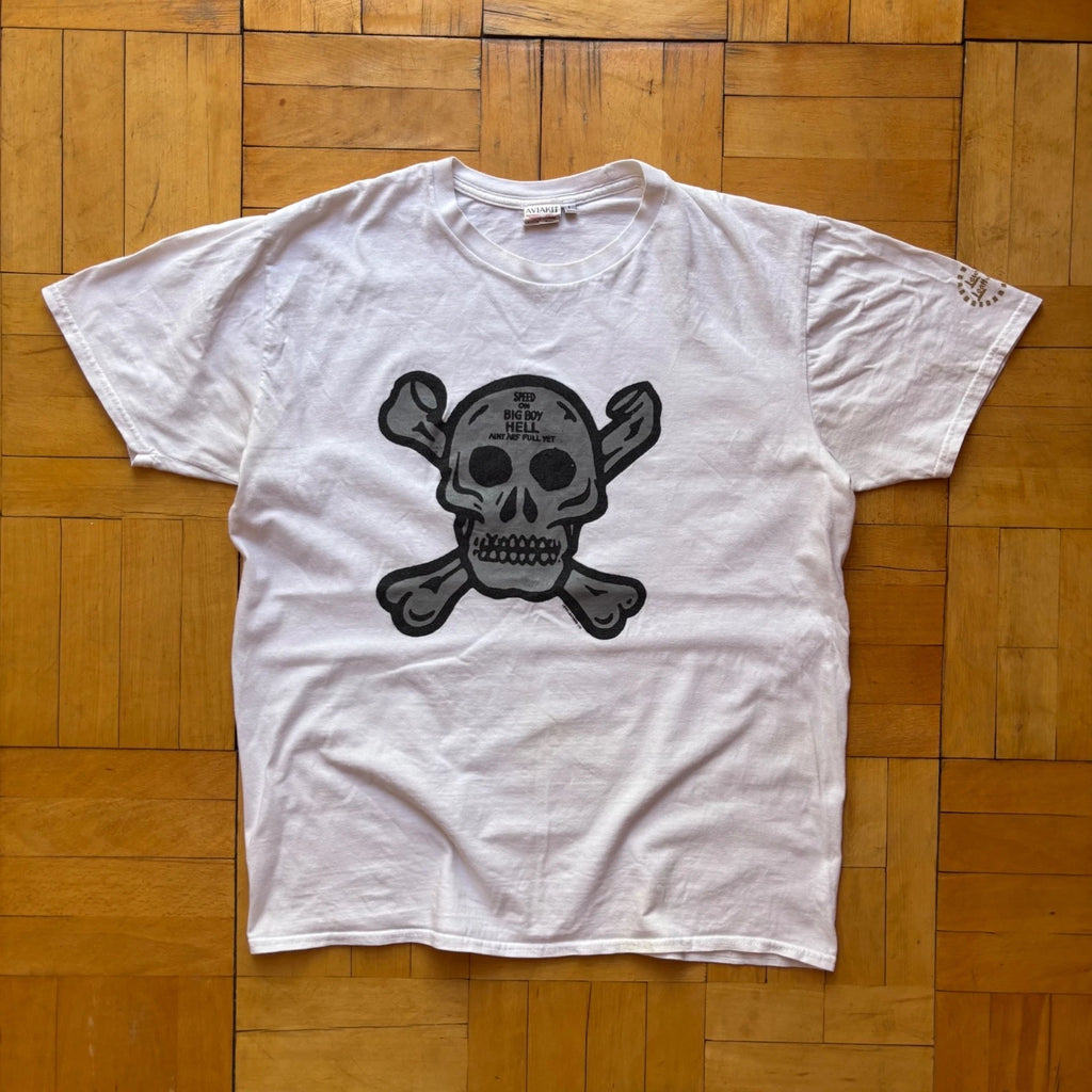 Archive Lewis Leathers Skull Graphic T-Shirt White Tee Punk Grunge Biker Size L