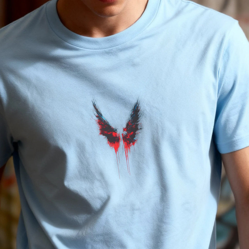 Bloody Wings Minimalistic Graffiti Tee, Urban Top, Unisex Cotton T-Shirt