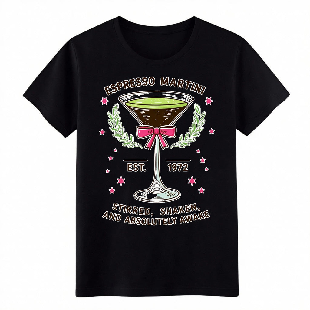 Espresso Martini EST.1972 T-Shirt, Stirred Shaken Awake Cocktail Tee