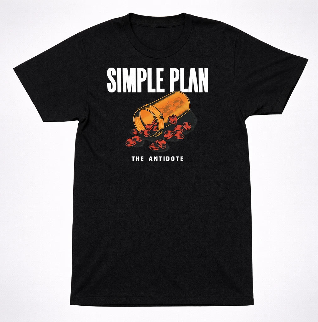 Simple Plan The Antidote Pill Bottle T-Shirt Pop Punk Emo Rock Band Tee
