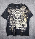 Nobility Y2K Skull AOP Shirt Size 2XL Black White Goth Grunge Skater USA Printed