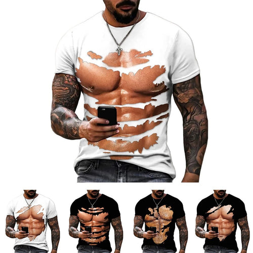 3D Printed Funny Muscle T Shirt for Men Ideal for Parties and Casual Outings